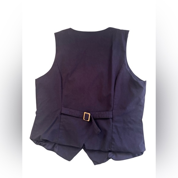A.U.W. Women's Dark Blue gold Buttoned Vest size large - Picture 3 of 5
